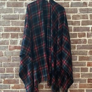 LUCKY BRAND PLAID WOOL SHAWL